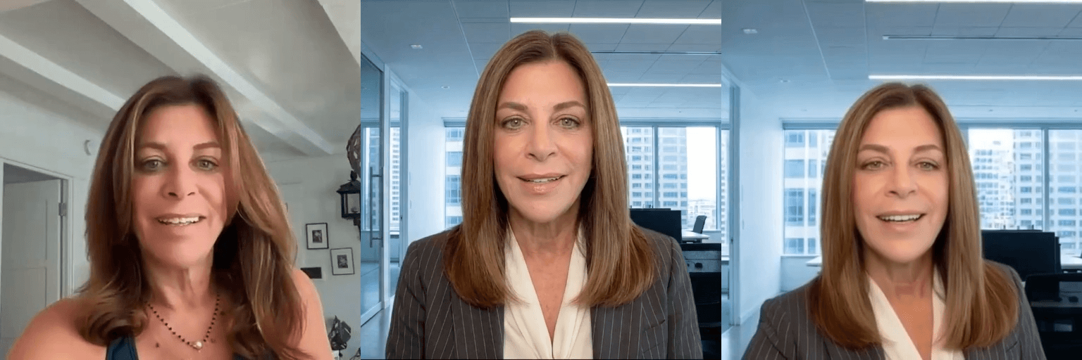 Emovid Business Ready Video: one everyday recording and the same speaker re-rendered in two business settings